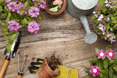 Local landscaping team preparing a garden redesign in Honoroak